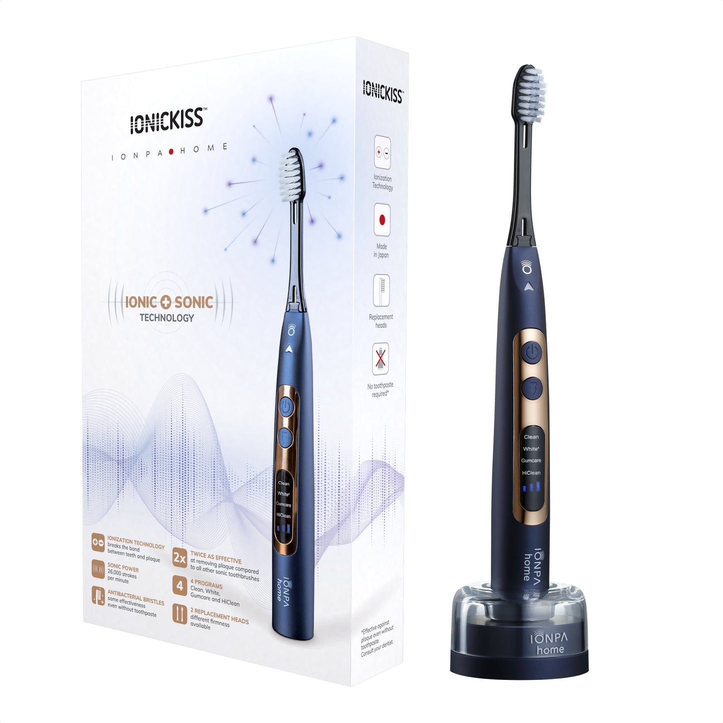 Cepillo ionizante de dientes eléctrico sónico IONICKISS IONPA Home Navy Blue