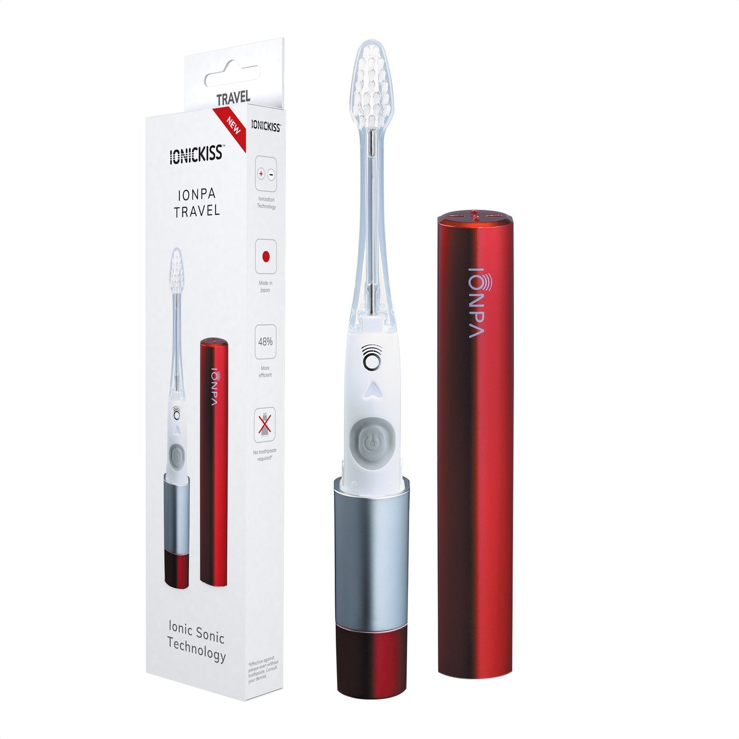 Cepillo ionizante de dientes eléctrico sónico IONICKISS IONPA Travel Red